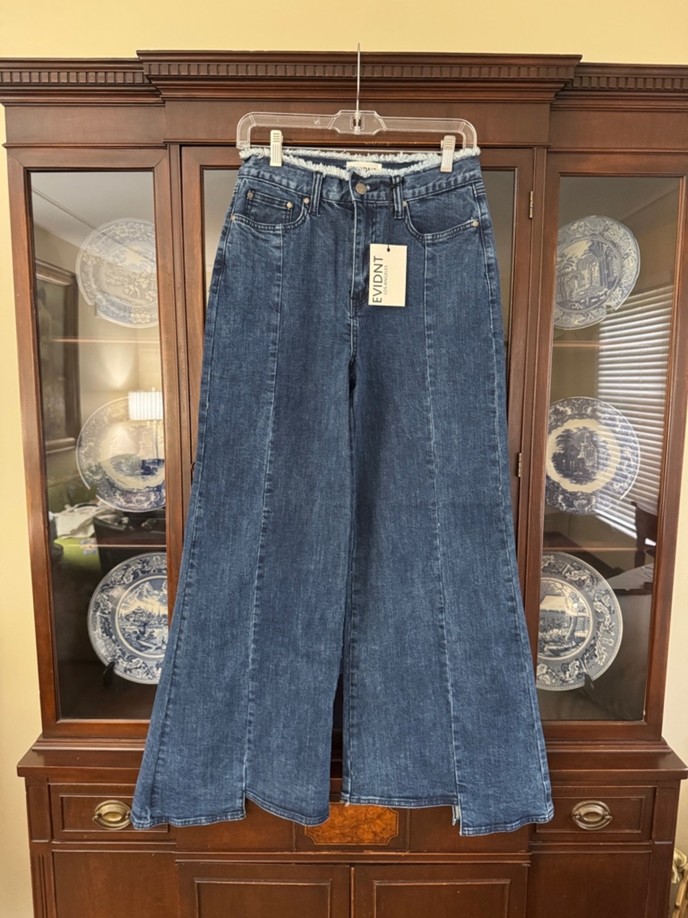Evidnt High-Rise Wide-Leg Jeans in Dark Blue